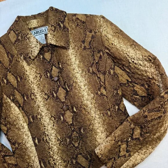 Carlisle Jacket Size 6 Cropped Snake Print Structured Quilted Blazer Y2K Vintage - Picture 12 of 13